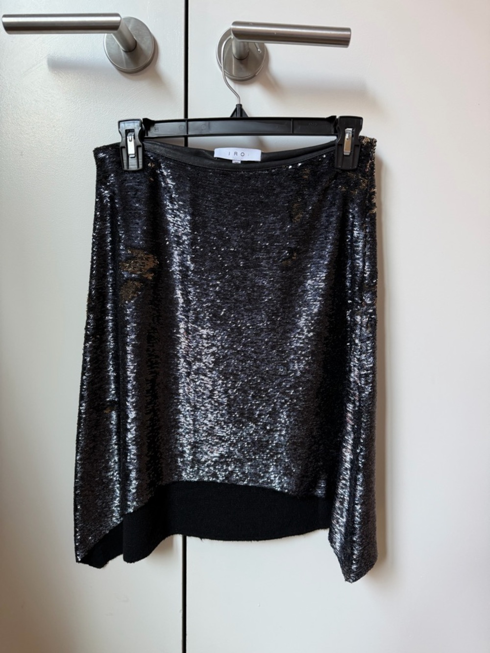 IRO Black Sequin Asymmetrical Skirt